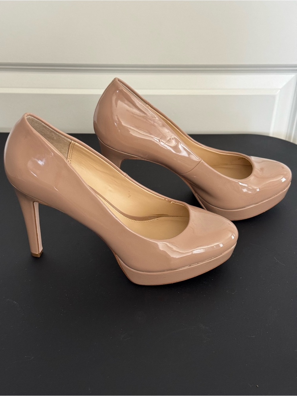 Jessica Simpson-Nude Patent Platform High Heel Pumps